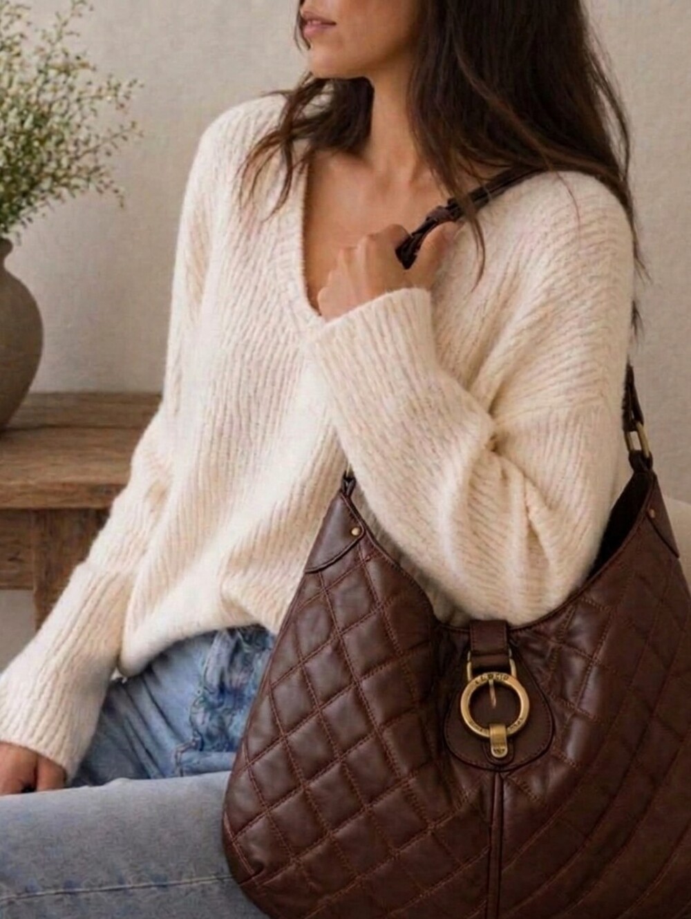 J. Crew Quilted Leather Hobo Shoulder Bag